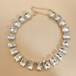 Colar retangular quadrado com strass de cores mistas, moda europeia e americana, perfeito para adicionar brilho e estilo ao seu visual. — foto 3