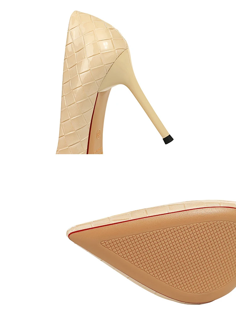 Title 9, Shiny patent leather woven pattern super high h...