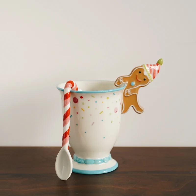 Hand Painted Gingerbread Man Ceramic Water Cup, a delightful way to stay hydrated. Durable, charming, and adds a touch o — photo 4
