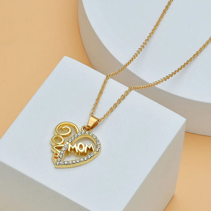 Colar em formato de coração para o Dia das Mães com letra de diamante, joia fina, acessórios femininos e moda, presente perfeito. — foto 8
