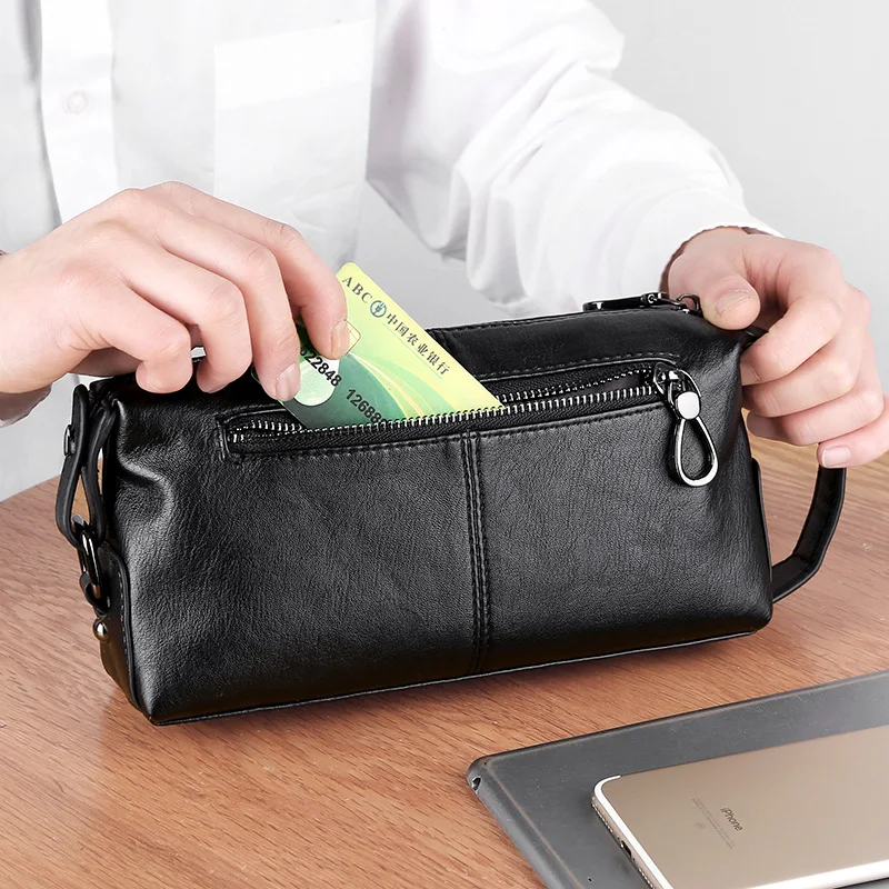 Heren clutch grote capaciteit, modieuze zachte leren tas, ideaal voor het dragen van je essentials met stijl en comfort, perfect voor dagelijks gebruik. — foto 8