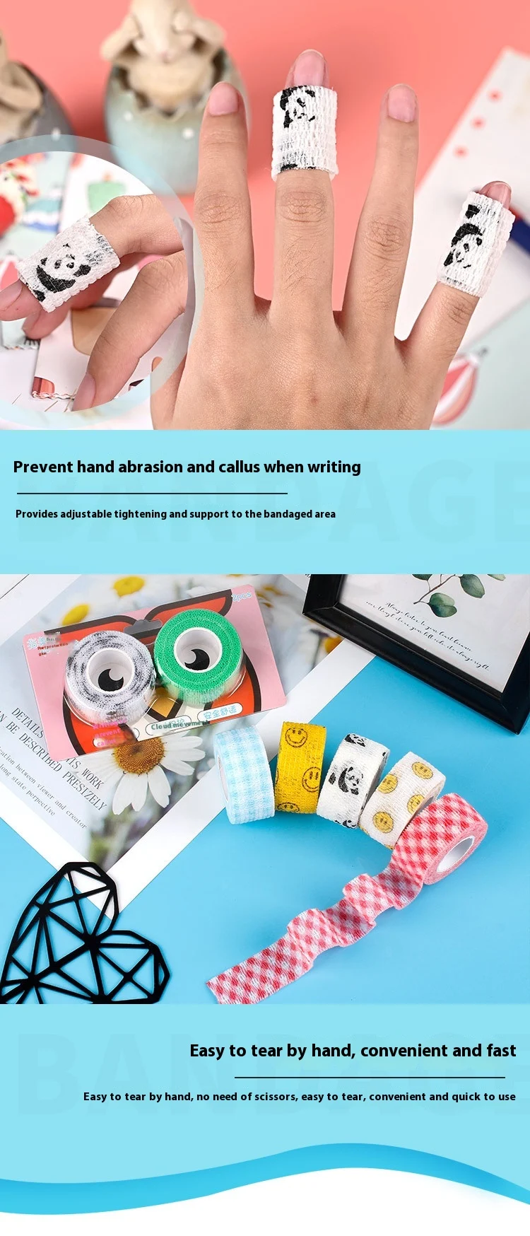 Cartoon Printed Student Finger Guard Self-adhesive Bandage, protects fingers, easy to use, perfect for students' minor i — photo 37