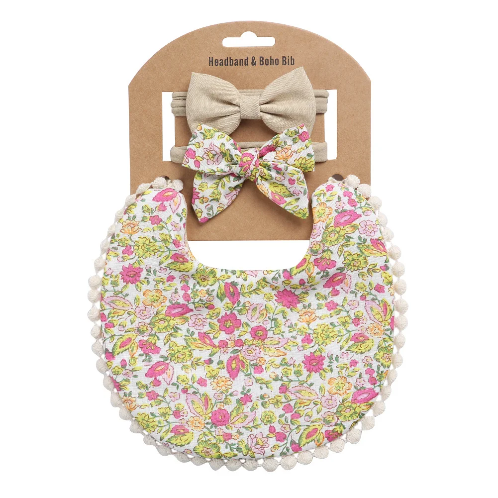 Babador e Faixa Floral Bebê Algodão Europeu Americano, Conjunto Anti-Regurgitação, Recém-Nascido, Estampado, Macio e Confortável. — foto 10