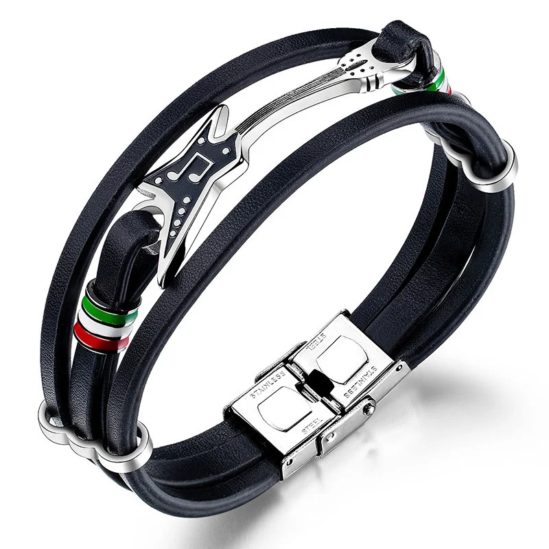 Pulseira de couro de guitarra elétrica de rock — foto 3