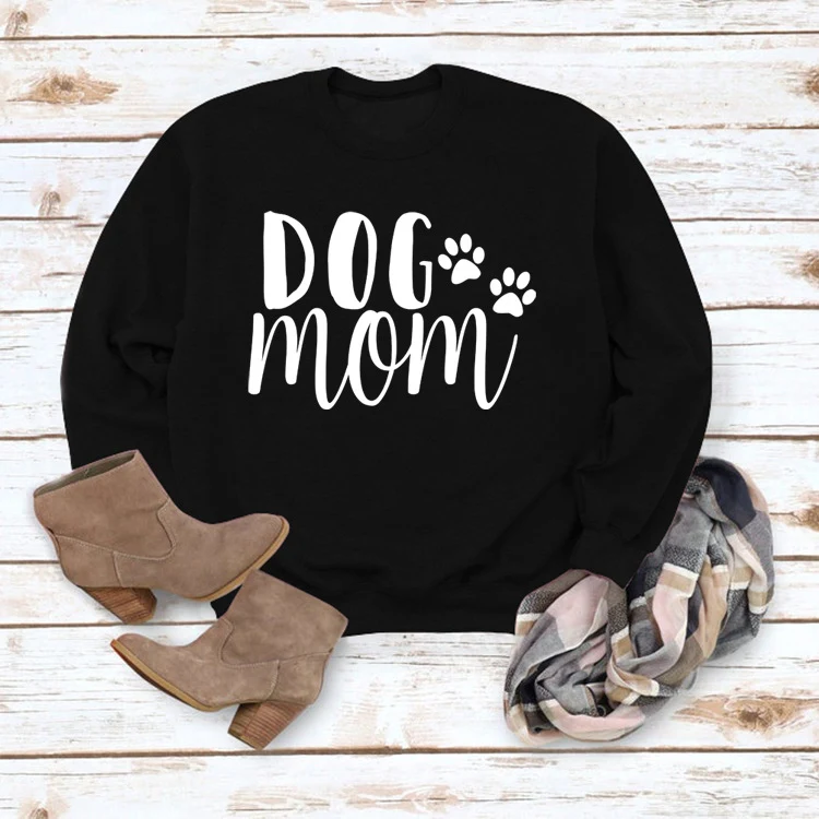 Dog Mom Lettered Casual Round Neck Long Sleeve Sweater, Europe and America cross-border fashion, loose fit, perfect base — photo 9