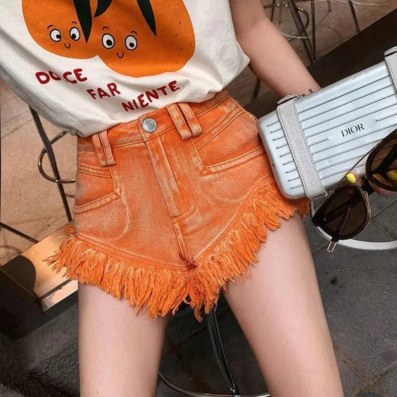 Title 2, Pantaloncini di jeans a vita alta da donna tagl...