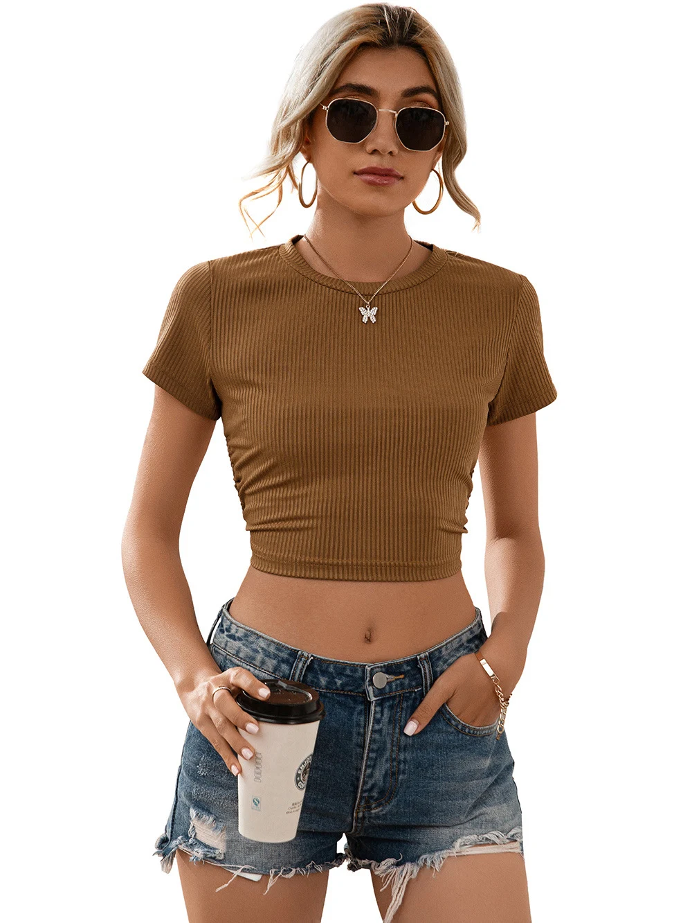Title 28, Womens Cropped Navel Open Back Tie Versatile S...