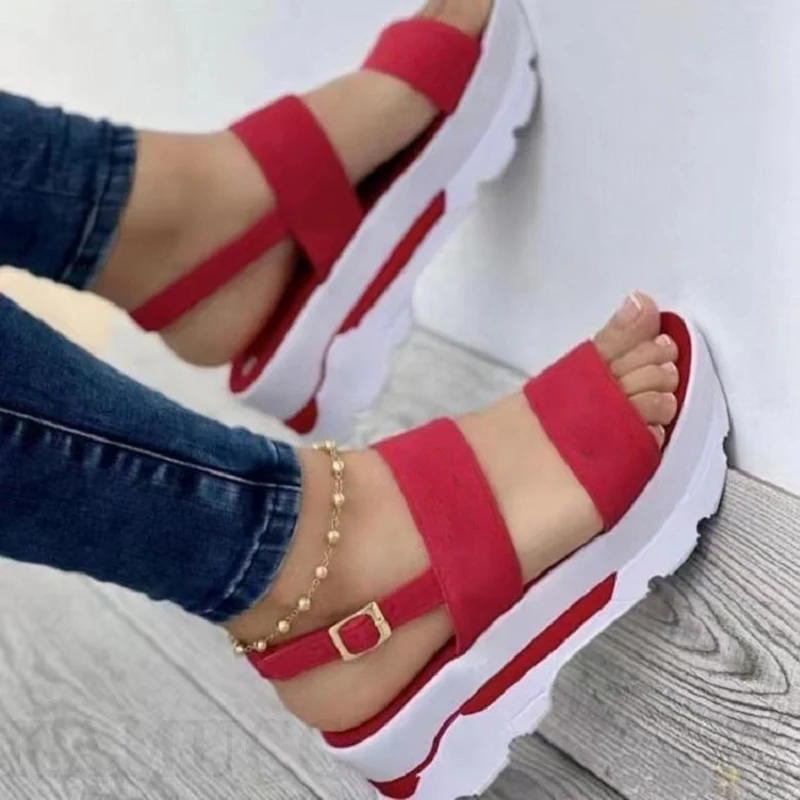 Title 7, Dames sandalen met gesp plateauzolen Zomer mode...