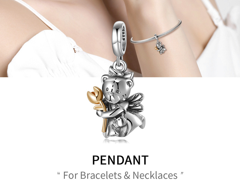 Title 2, Little Bear Fairy S925 Plata 14K Oro Brazalete ...
