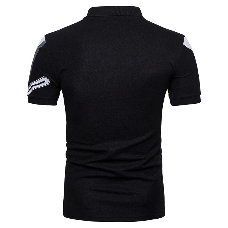 Camisa polo de mangas curtas casuais de impressão geométrica masculina — foto 2