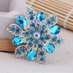 Broche de flor vintage turquesa, prata, cristal e strass — foto 4