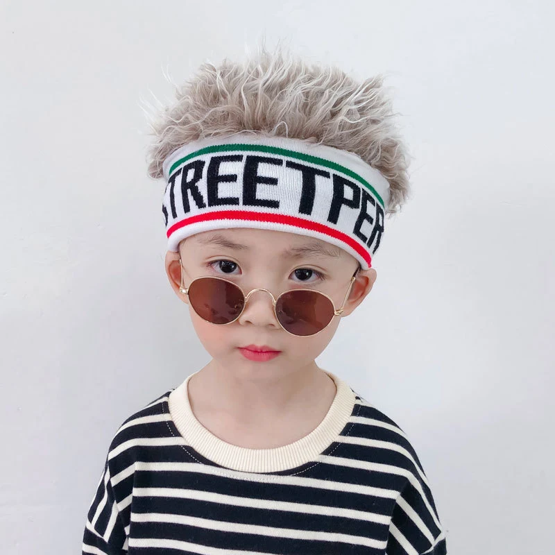 Chapéu de peruca infantil estilo hip hop, estiloso e de malha. Deixe seu filho(a) estiloso(a) e com um visual único. Ideal para festas e diversão. — foto 6