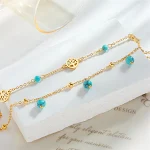 Pulseira Dupla Camada com Pingente Turquesa Árvore da Sorte Conectando, um acessório que atrai boa sorte e charme. — foto 7