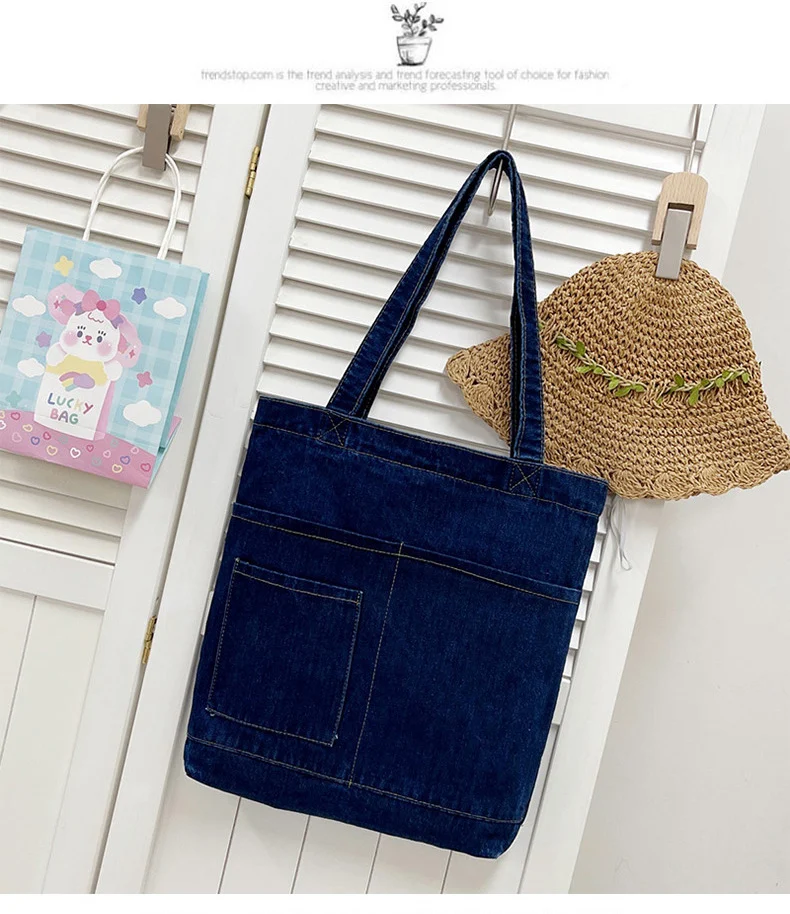 Title 15, Bolsa de ombro jeans feminina simples e versáti...