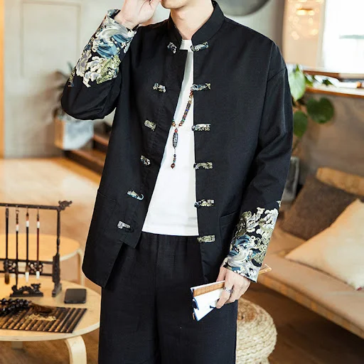Title 5, Embroidered Retro Buckle Large Size Ordinary Ja...