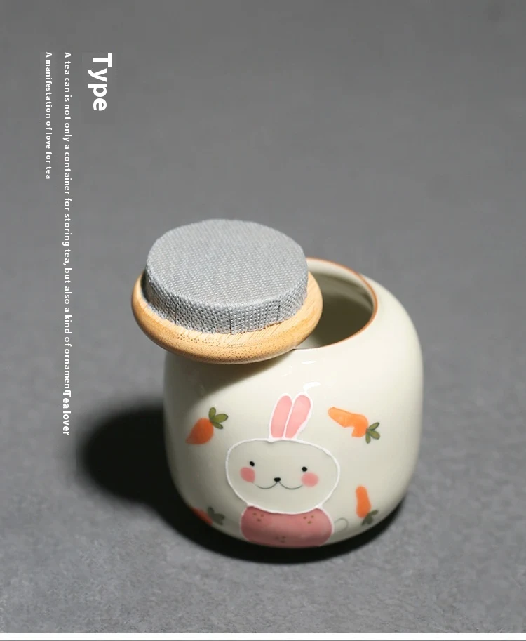 Title 3, Hand-painted Cute Rabbit Tea Jar for Household ...