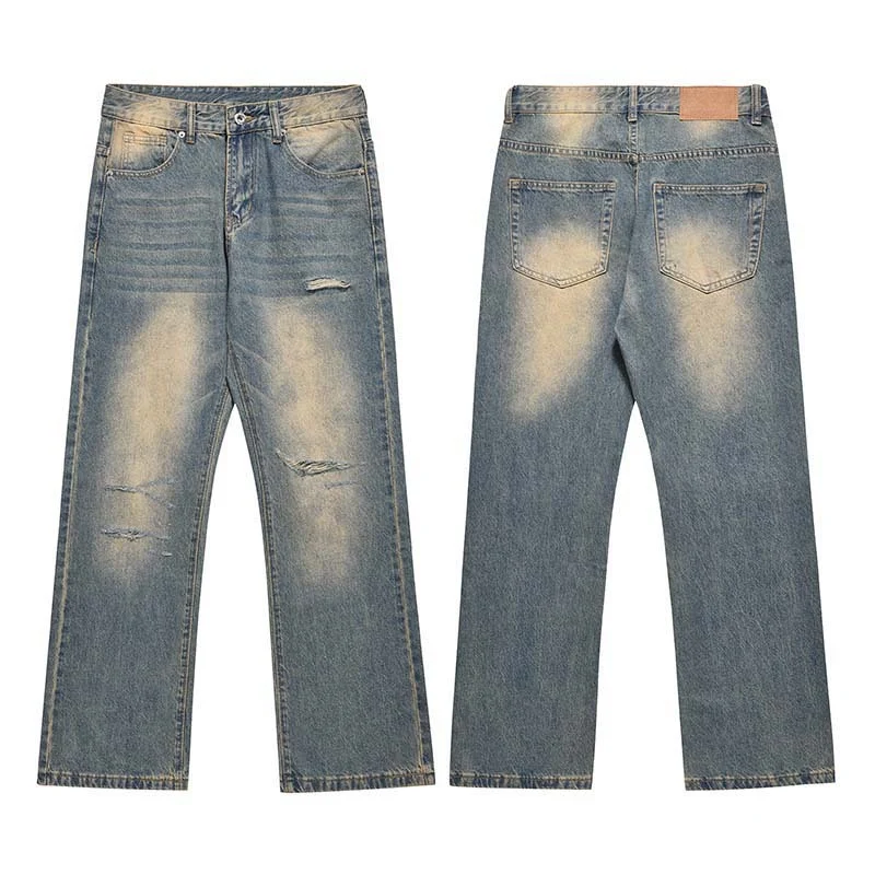 Retro Washed Ripped Jeans Loose Distressed Straight Casual Trousers - Comfortable and Stylish Jeans, Perfect for Everyda — photo 14