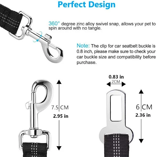 Dog Seat Belt Car Harness for Dogs Adjustable Durable Nylon Reflective Bungee Fabric Tether Car Travel Accessories for — photo 2