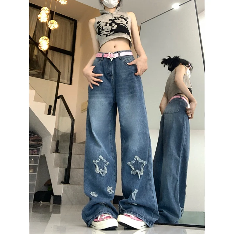 Jeans ricamati High Street Star per bambina. Comodi e alla moda, con dettagli a stella, perfetti per tutti i giorni. — foto 4