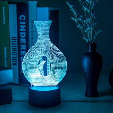 Luminária LED 3D criativa para a noite, transforme seu quarto com luz suave e designs incríveis. Perfeita para criar ambientes relaxantes e presentear. — foto 1
