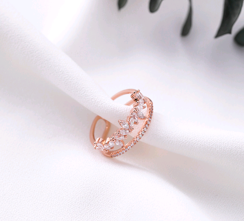 Anel feminino de camada dupla com folha de zircônia micro-incrustada, personalidade cheia de diamantes quebrados, sobreposto e estiloso. — foto 6