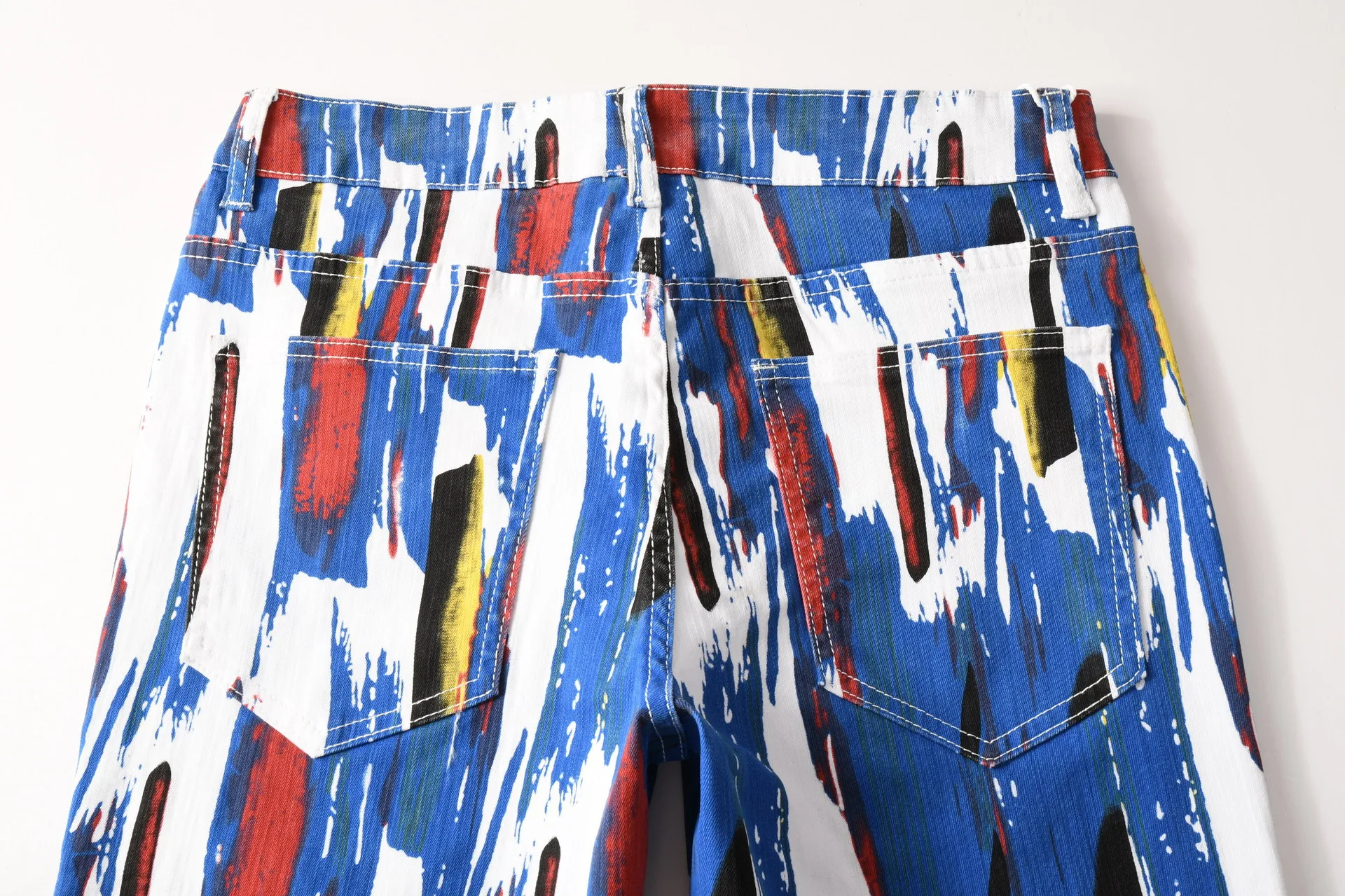 Slim fit heren jeans met stretch, multi-color wicker stitching, smalle pasvorm, perfect voor een comfortabele en moderne look. — foto 7