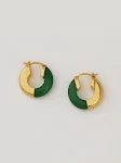Brincos redondos com costura em ágata negra Design especial para um visual único e elegante. Adicione um toque sofisticado ao seu estilo. — foto 2