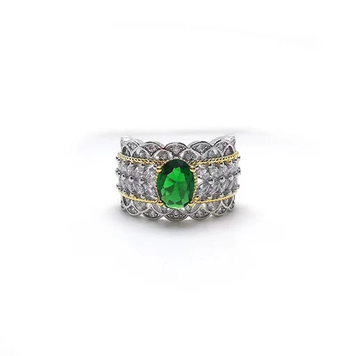 Title 5, Anel de zircônia com diamante grande esmeralda,...