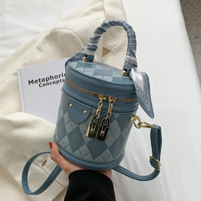 Bolso redondo bolso femenino ling lattice bolso cruzado bolso portátil portátil hembra femenina — foto 7