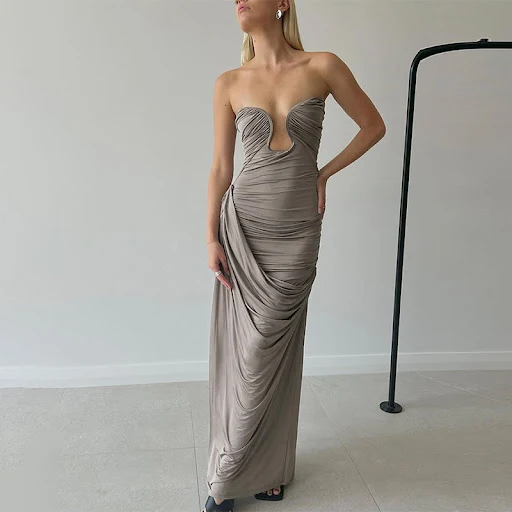 Title 9, Womens Clothing Tube Top Backless Pleating Dress