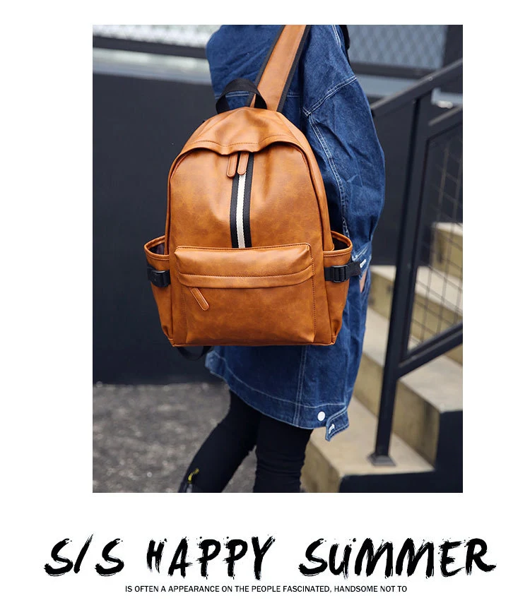Title 11, Mochila de couro PU para homens e mulheres, ele...