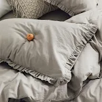Fronha Cilected 1 peça algodão lavado com babados cor sólida capa de almofada protetora estilo europeu acessório 4 para decoração e conforto — foto 4