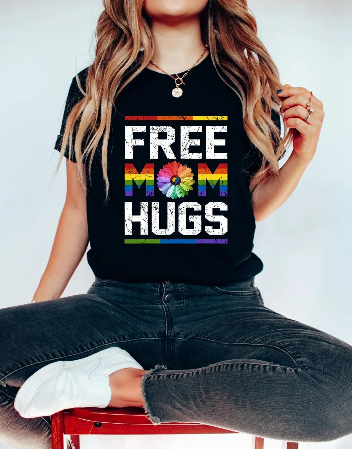 Women's Rainbow Love-letter Printed Short-sleeved T-shirt — photo 25