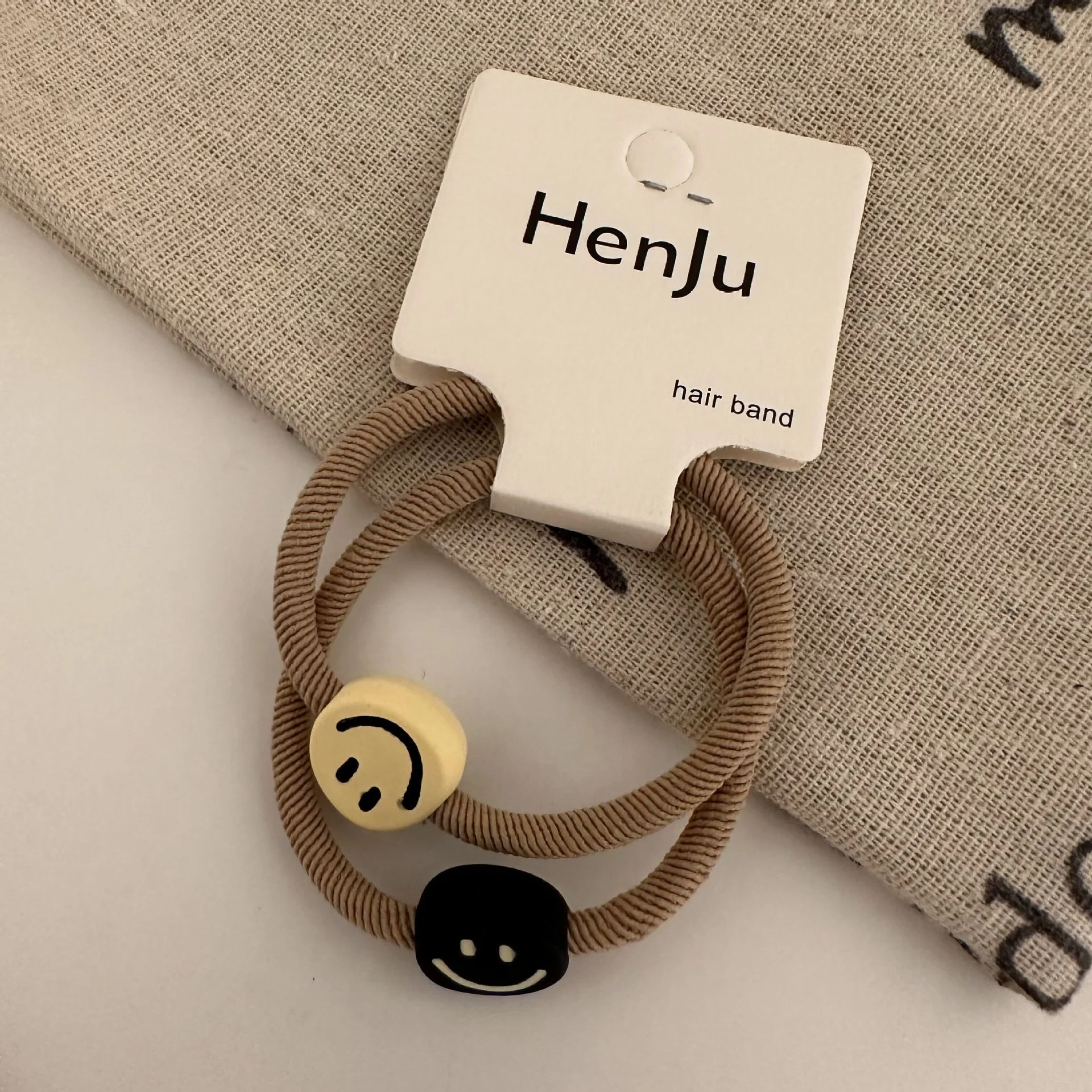 Spring Milk Coffee Color Cartoon Smiley Face Hair Band, Cute Girl Heart Little Flower, perfect for adding a touch of cha — photo 15