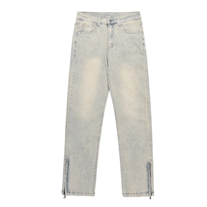 Title 6, Mens Loose Straight Casual Zipper Trousers Com...