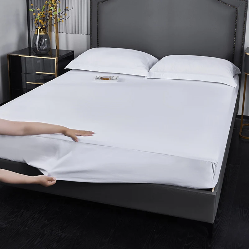 Jogo de cama para hotel, quatro peças, branco puro, para uma noite de sono perfeita e luxuosa. Desfrute do conforto e da qualidade superior. — foto 4