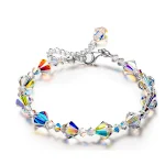 Pulseira quadrada europeia e americana de cristal, um acessório feminino elegante e brilhante. Perfeita para adicionar um toque de glamour ao seu visual. — foto 7
