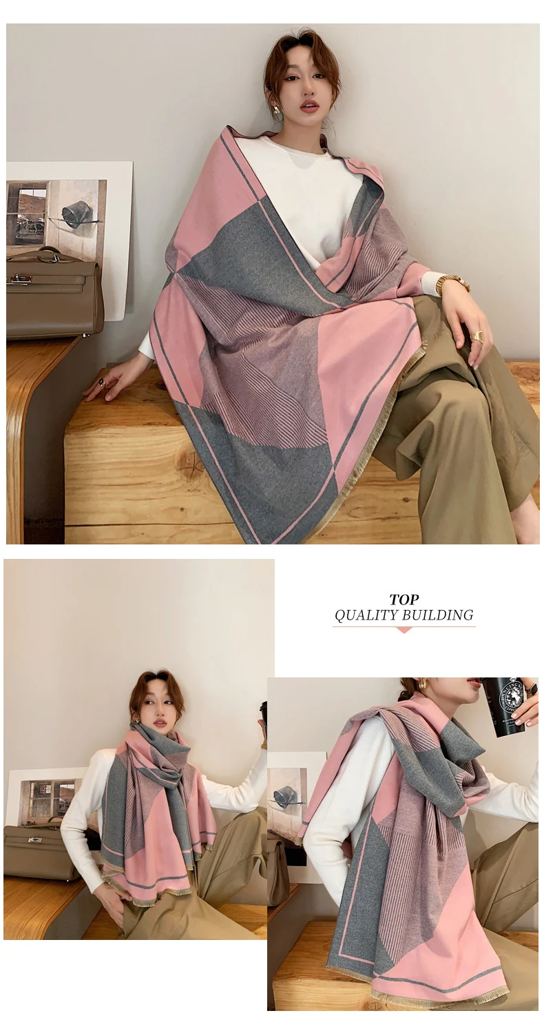 Title 5, New Double-sided Geometric Imitation Cashmere S...