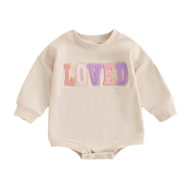 Lange mouwen alfabet geborduurde romper voor baby's en peuters, zachte en comfortabele jumpsuit, ideaal voor dagelijks gebruik. — foto 2