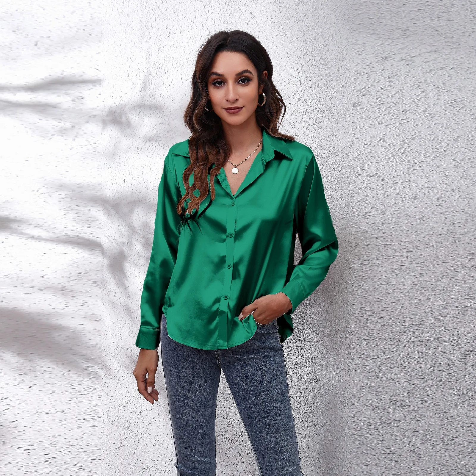 Title 9, Camicia donna satin manica lunga seta sintetica...