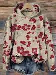 Moda primavera e outono flor de ameixa com capuz super plus size pulôver casual solto — foto 13