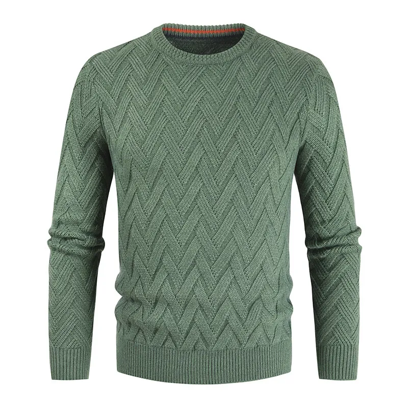 Title 3, Mens Sweater Solid Color Round Neck Slim Fashi...
