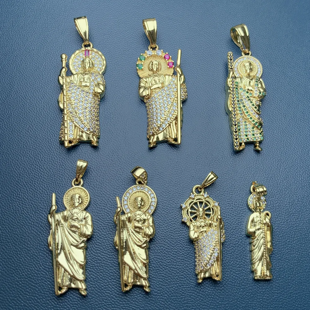 Colar Pingente São Judas Cobre Zircônia Religioso Joias Acessórios Estilo Europeu Americano Para Fé e Proteção — foto 16