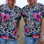 Top donna stampato, girocollo, maniche a volant, vestibilità ampia e comoda, perfetto per un look casual e alla moda in ogni occasione. — foto 5