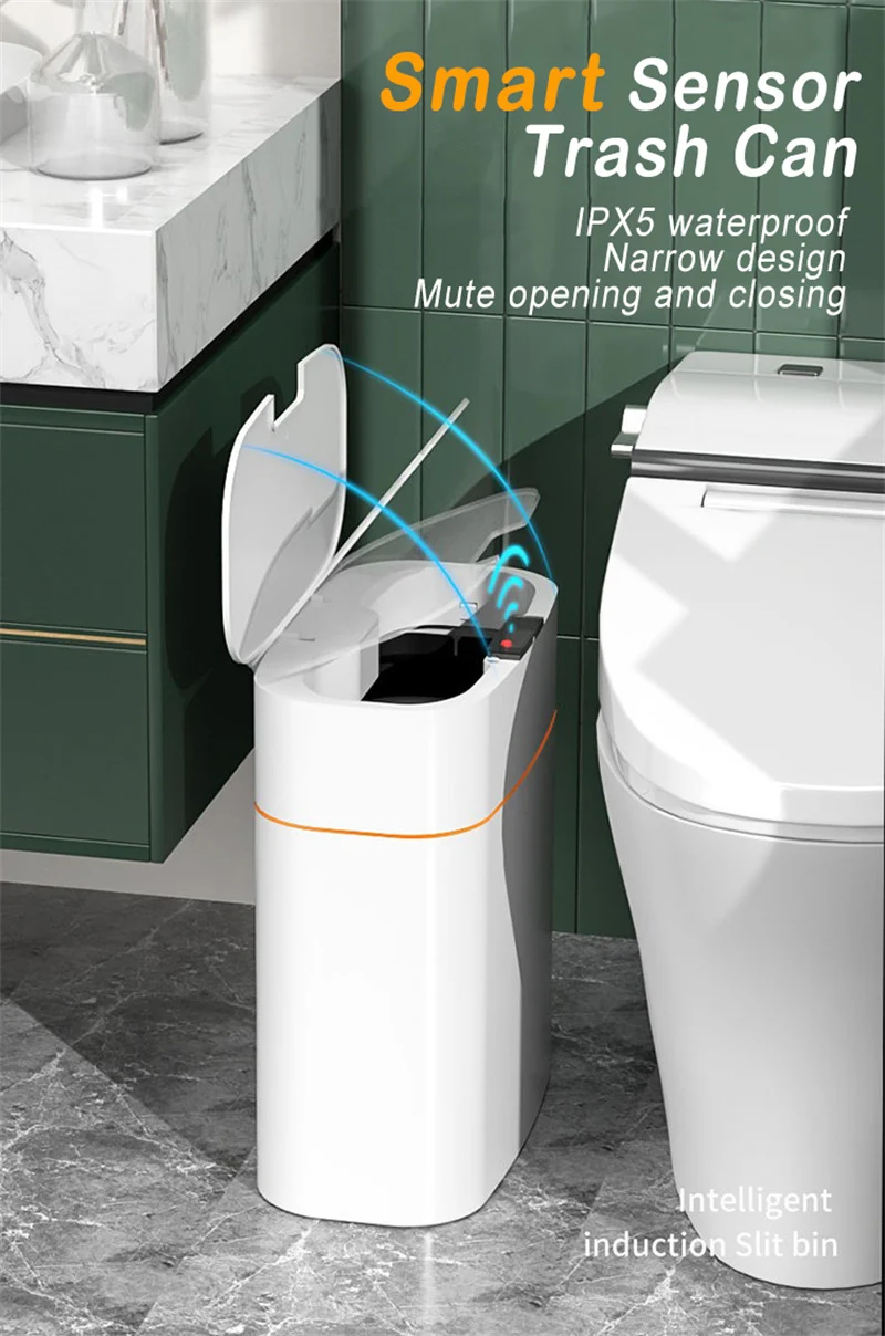 Title 2, Smart Trash Can with Lid for Bedroom and Living...