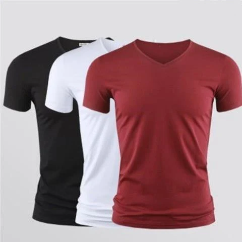 Camiseta gola redonda cor sólida, manga curta e corte justo, ideal para um visual moderno e confortável, perfeita para diversas ocasiões. — foto 1