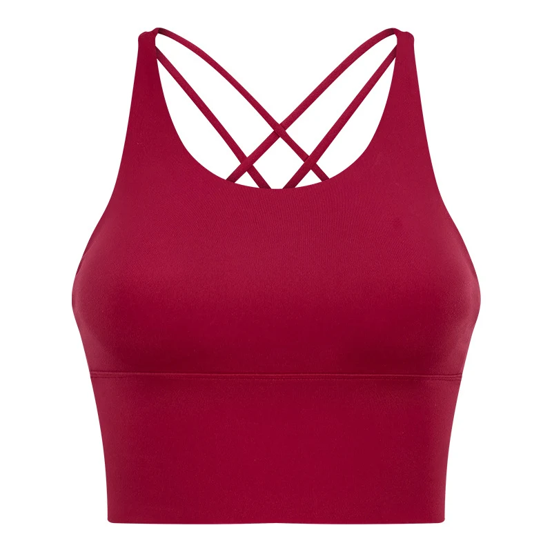 High Strength Push Up Yoga Bra Spaghetti Strap Cross Beauty Back Workout Exercise Underwear for Women's Fitness — photo 19