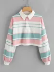 Striped sweater shirt with collar, loose fit, offering comfort and a relaxed style. Perfect for casual everyday wear and — photo 4