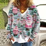 Christmas abstract print casual cloak coat cardigan sweater, stylish and comfortable, perfect for festive occasions and — photo 1