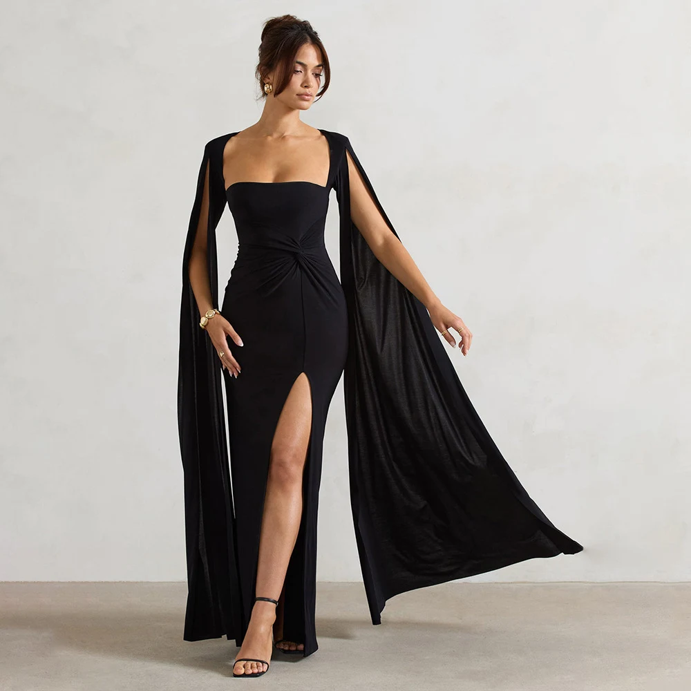 Title 9, Square Collar Mop Long Sleeve High Slit Solid C...